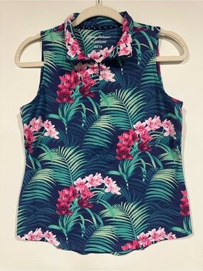 Tommy Bahama Island Zone Women’s XS Sleeveless Tropical Floral Print 1/4 Zip